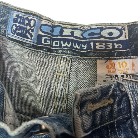 JNCO Gems Glowwy Girls Jeans Sz 10 Y2K Vintage USA Wide Leg Cartoon Embroidered - Picture 3 of 16